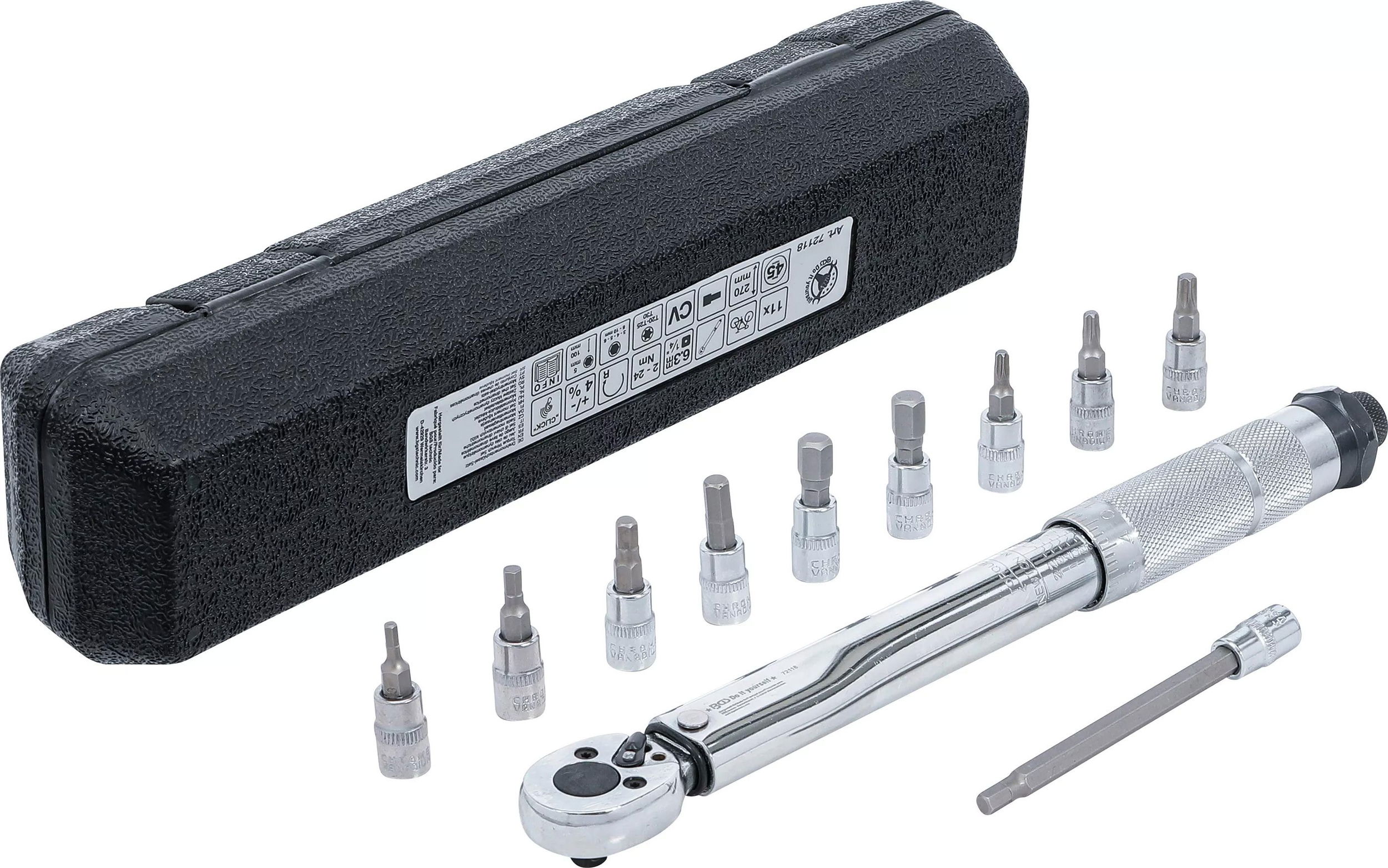 BGS Do it yourself 9-72118 1/4"-os nyomatékkulcs készlet, 2 - 24 Nm, 11 darabos termék fő termékképe