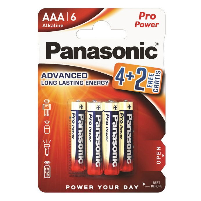 Panasonic LR03PPG-6BP4-2-PAN PRO POWER alkáli tartós elem, AAA (micro), 6 db/bliszter termék fő termékképe
