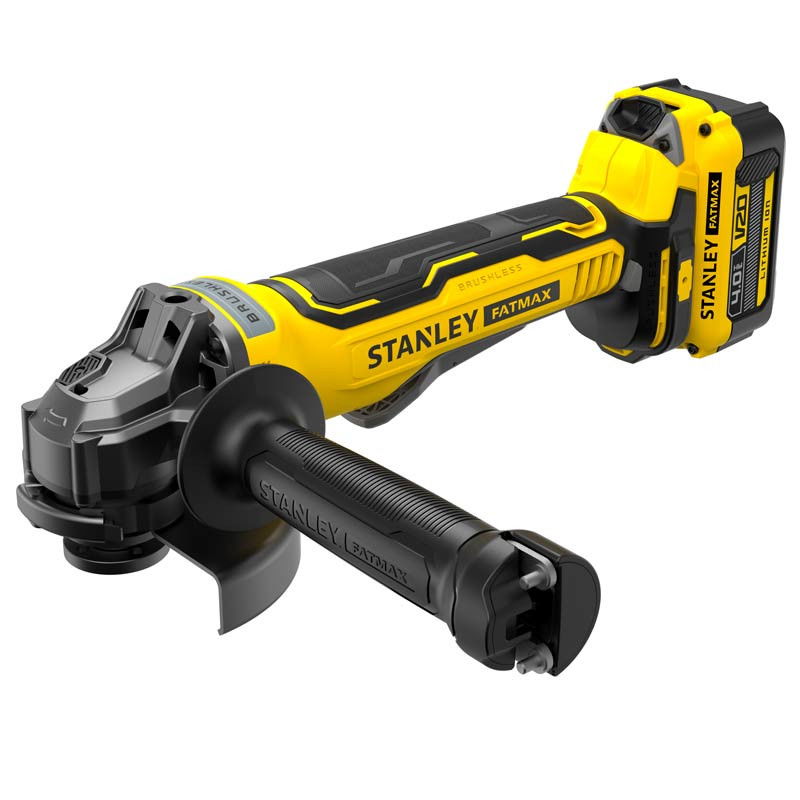 Stanley SFMCG700M2K FATMAX® V20 szénkefe nélküli akkus sarokcsiszoló (2 x 4.0 Ah Li-ion akkuval, kofferben) termék fő termékképe