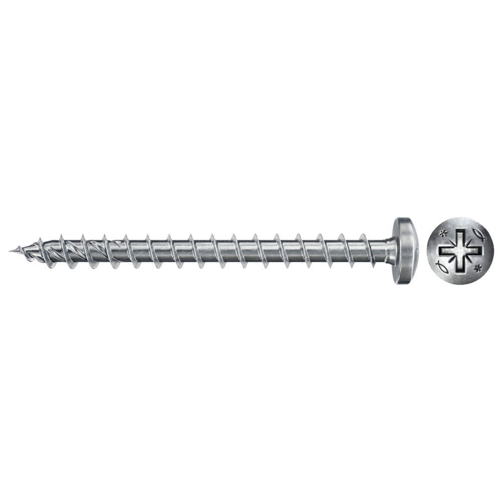 Fischer FPF II PZF 5.0 x 60 BC 100 lencsefejű, kékre horganyzott végigmenetes forgácslapcsavar, PZ behajtással, 100 db/csomag termék fő termékképe