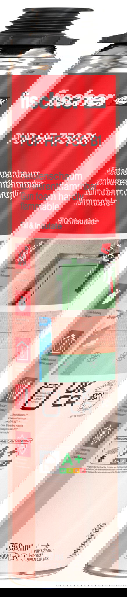 Fischer PUP HF 750 B1 nehezen gyulladó pisztolyhab, betonszürke, 750 ml termék fő termékképe