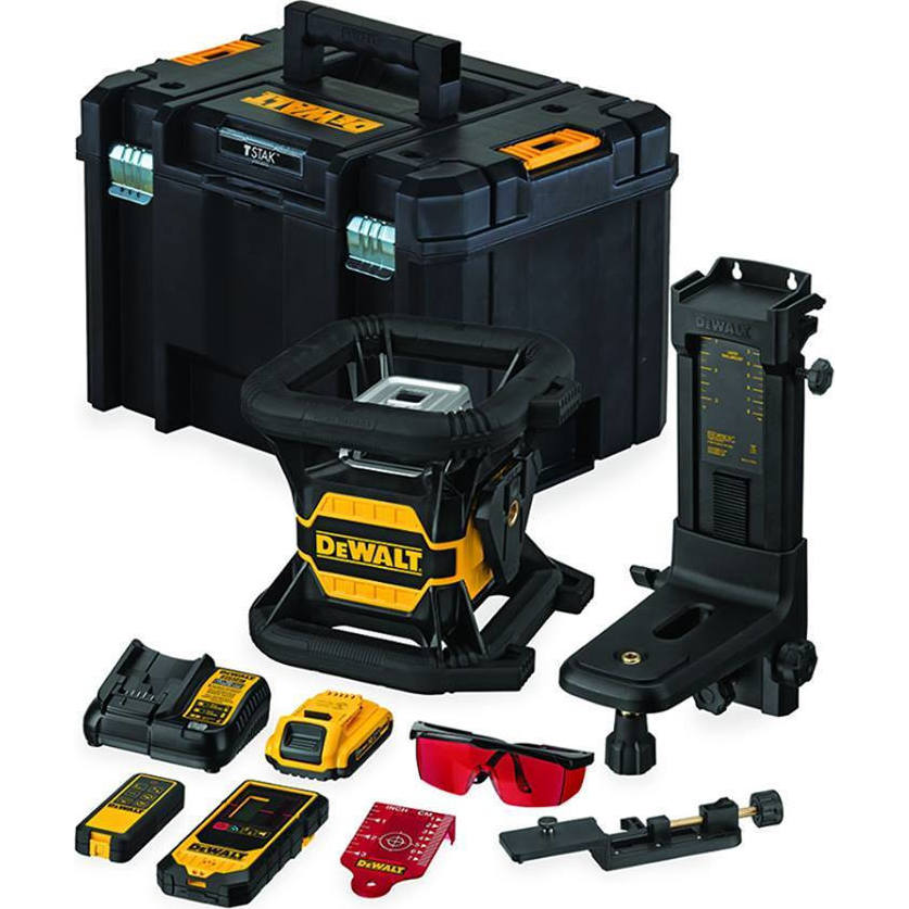 Dewalt DCE080D1RS Tool Connect akkus forgólézer, piros (1 x 2.0 Ah Li-ion akkuval, TSTAK kofferben) termék fő termékképe